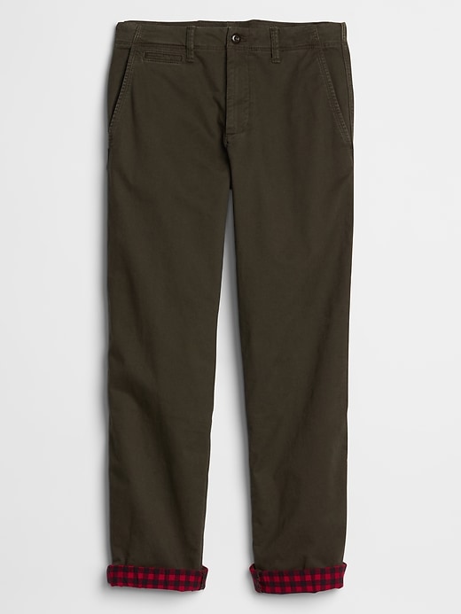 Image number 3 showing, Flannel-Lined Twill Pants in Straight Fit