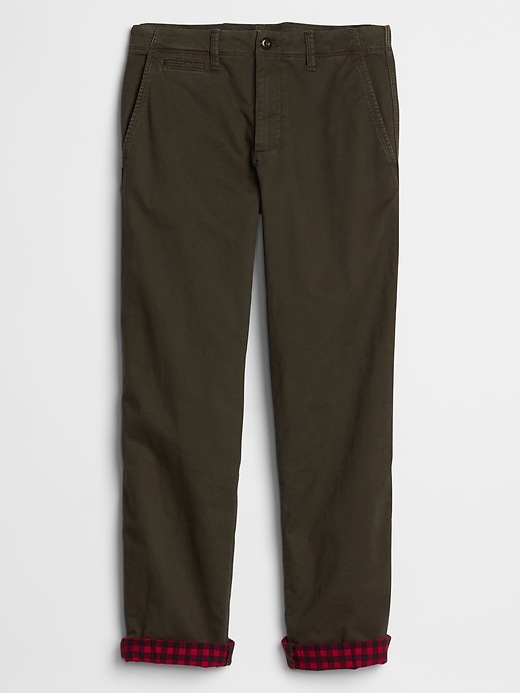 Image number 3 showing, Flannel-Lined Twill Pants in Straight Fit