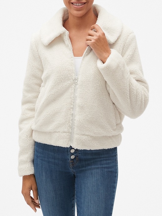 View large product image 1 of 1. Cozy Sherpa Bomber Jacket