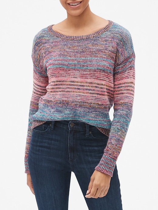 Image number 1 showing, Stripe Marled Boatneck Sweater