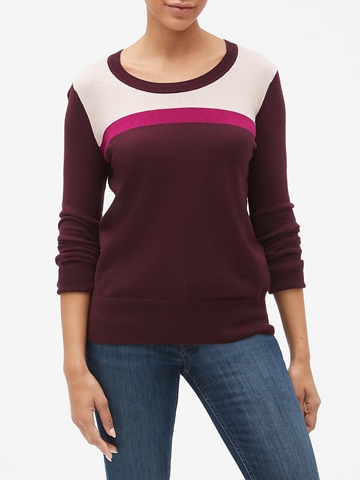 Image number 1 showing, Intarsia Colorblock Crewneck Sweater