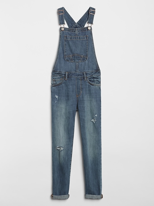 Kids Destructed Denim Overalls With Washwell™ Gap Factory
