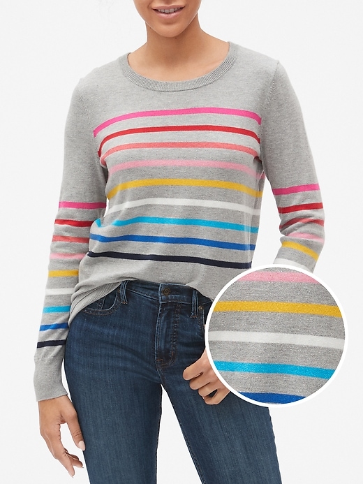 Image number 1 showing, Crazy Stripe Intarsia Crewneck Pullover Sweater