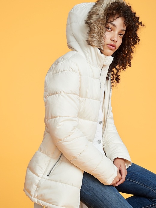 Image number 4 showing, Faux-Fur Trim Puffer Jacket