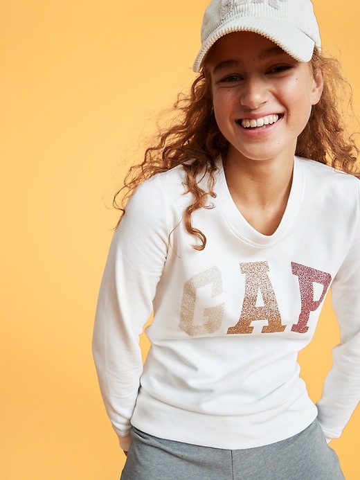 Image number 1 showing, Glitter Arch Logo Pullover Sweatshirt