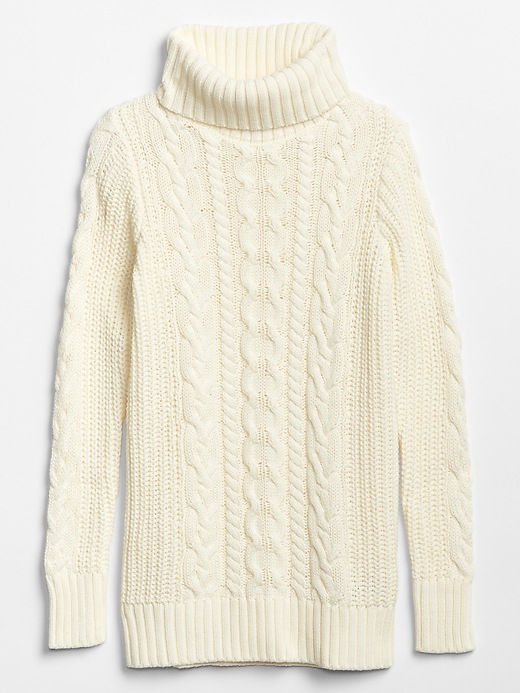 Image number 3 showing, Cable-Knit Turtleneck Pullover Sweater Tunic