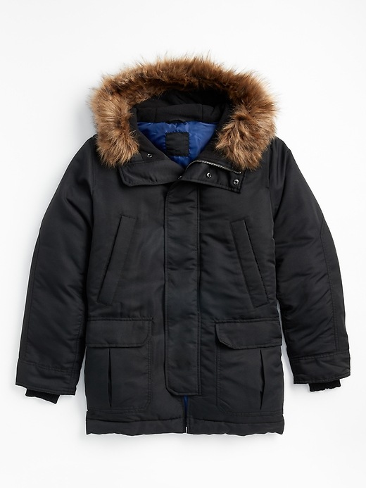 Image number 3 showing, Hooded Parka Jacket with Faux-Fur Trim