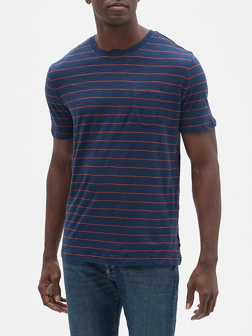 View large product image 1 of 1. Stripe Lived-In Pocket T-Shirt