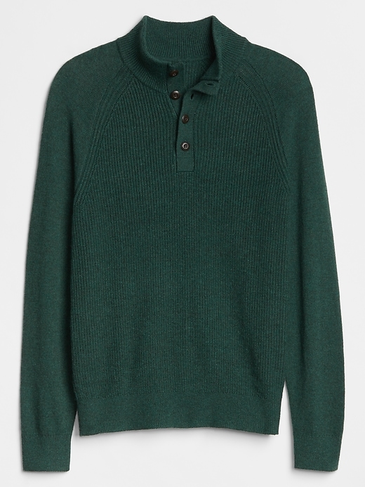 Image number 3 showing, Textured Mockneck Pullover Sweater in Cotton Blend