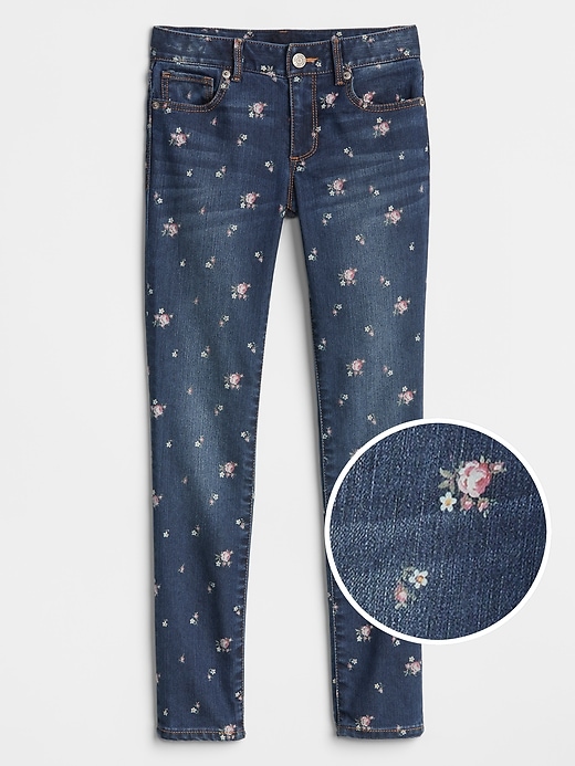 Image number 1 showing, Superdenim Floral Super Skinny Jeans with Fantastiflex