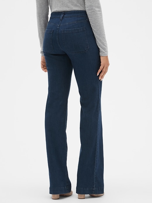Image number 3 showing, Mid Rise Wide-Leg Jeans in Stretch