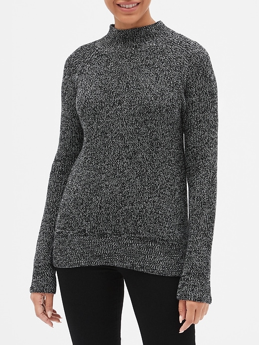 Image number 1 showing, Textured Mockneck Pullover Sweater