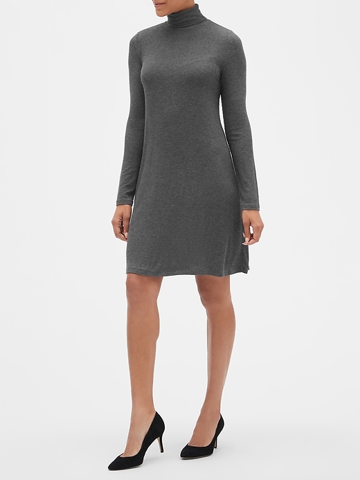 Image number 2 showing, Turtleneck Long Sleeve Dress in Rayon