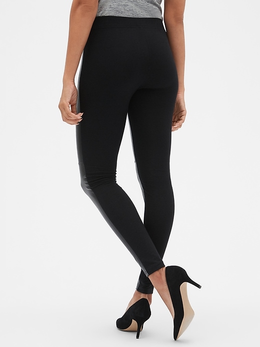 Image number 2 showing, Faux Leather-Front Leggings