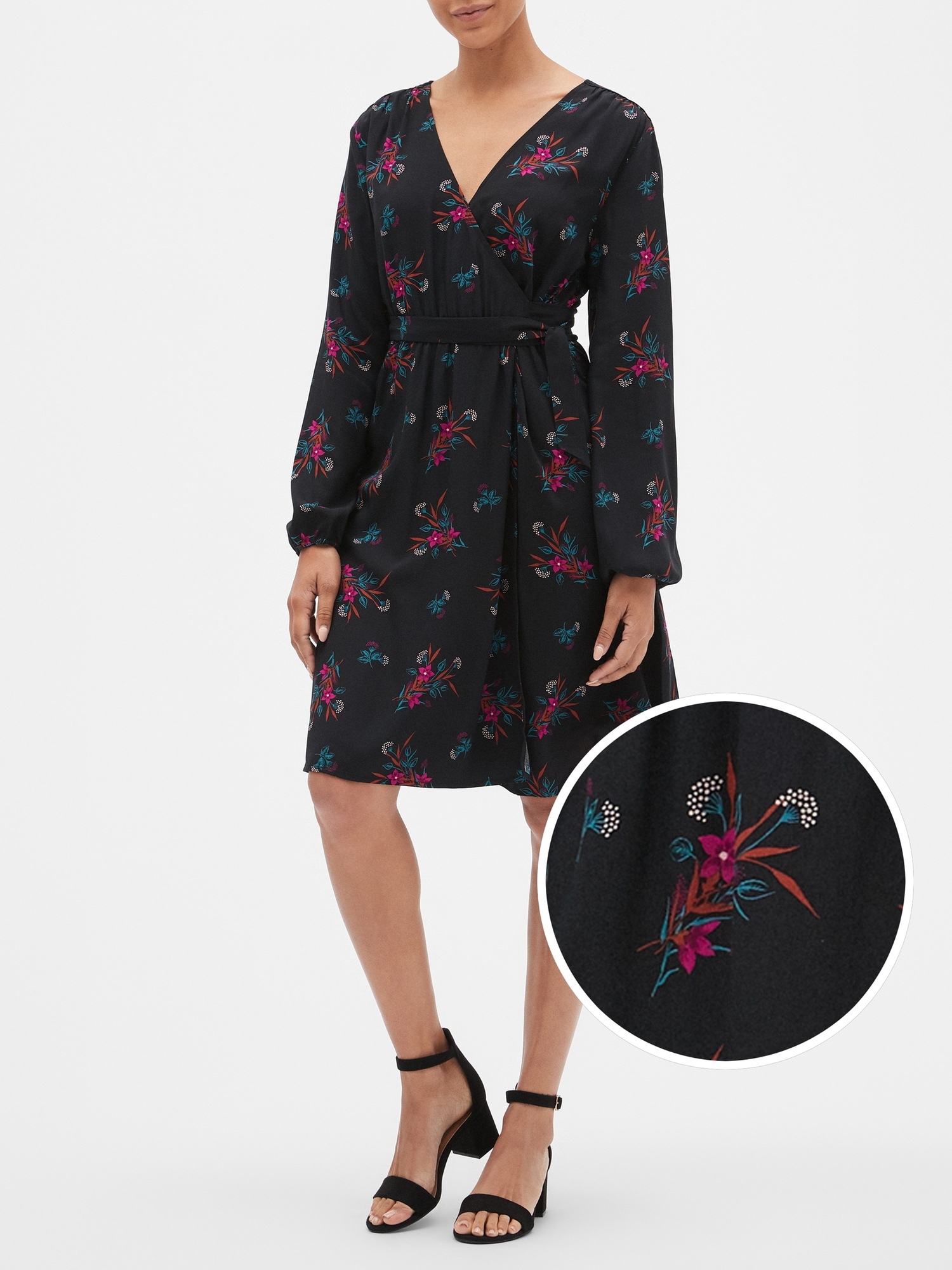 Floral Long Sleeve Wrap Dress Gap Factory