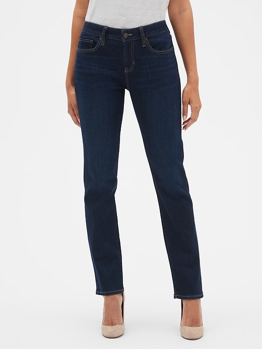 Image number 1 showing, Mid Rise Real Straight Jeans