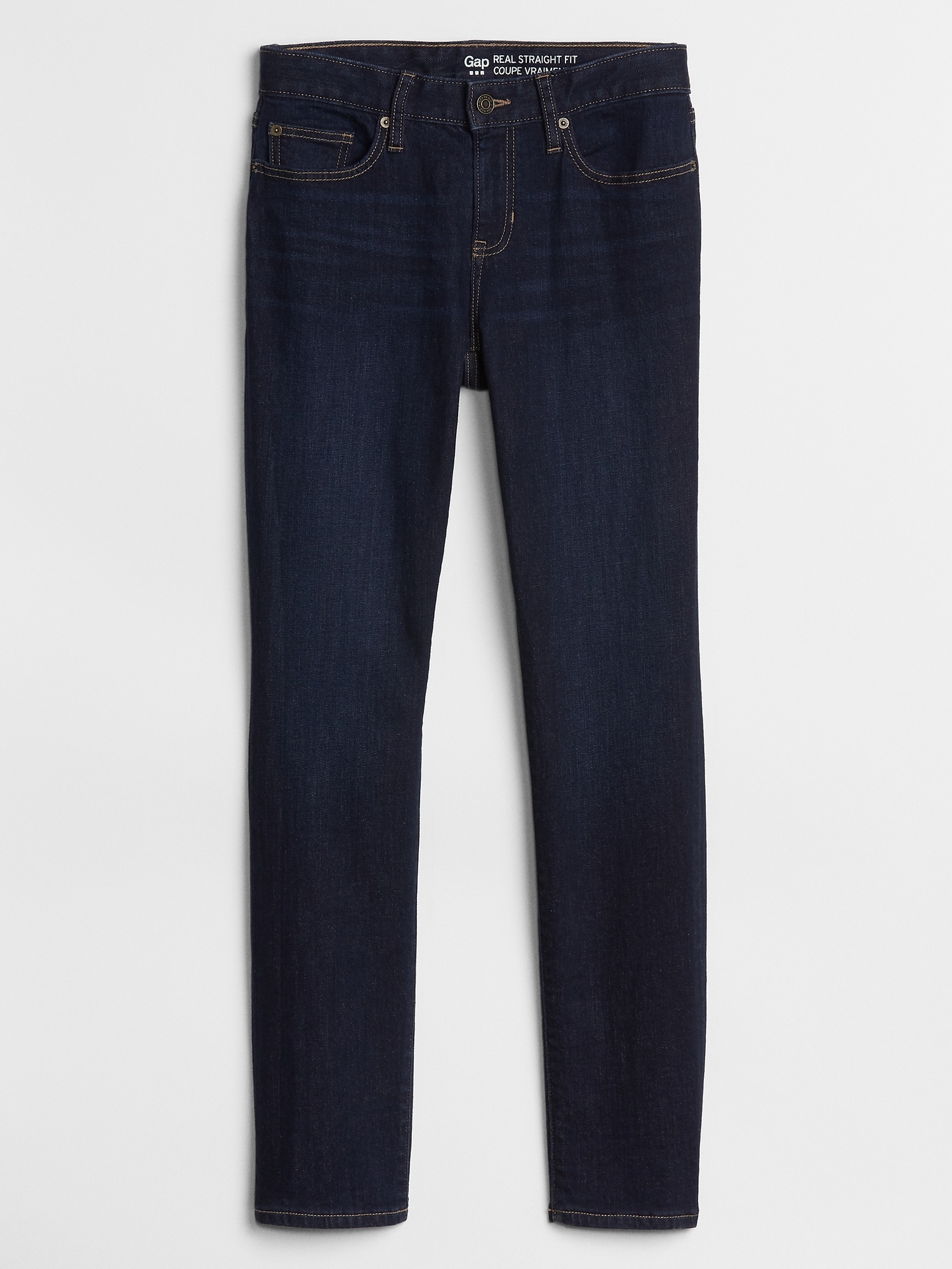 gap mid rise real straight jeans