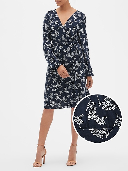 Image number 1 showing, Floral Long Sleeve Wrap Dress