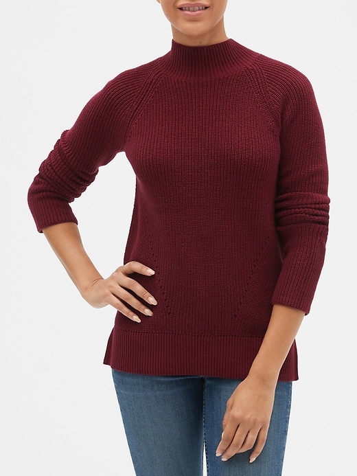 View large product image 1 of 1. Textured Mockneck Pullover Sweater