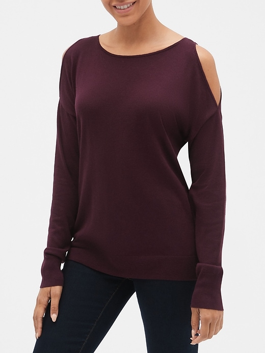View large product image 1 of 1. Cold-Shoulder Sweater