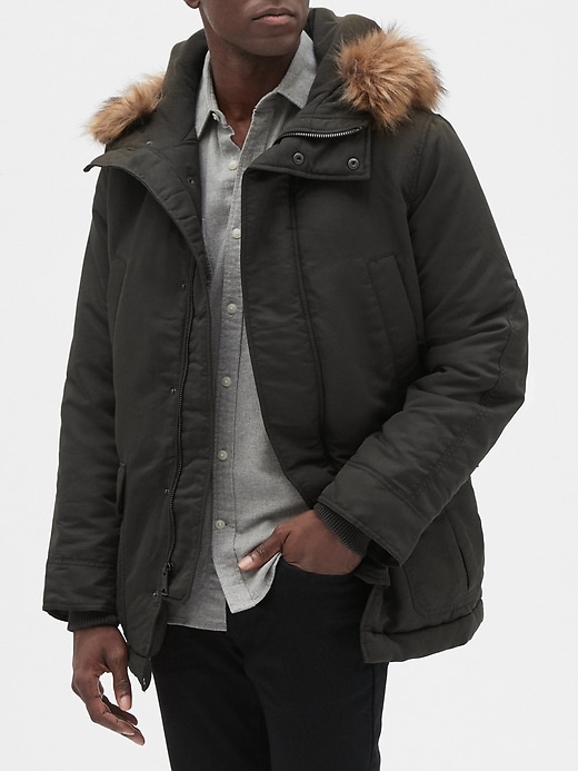 Image number 6 showing, Hooded Parka Jacket with Faux-Fur Trim
