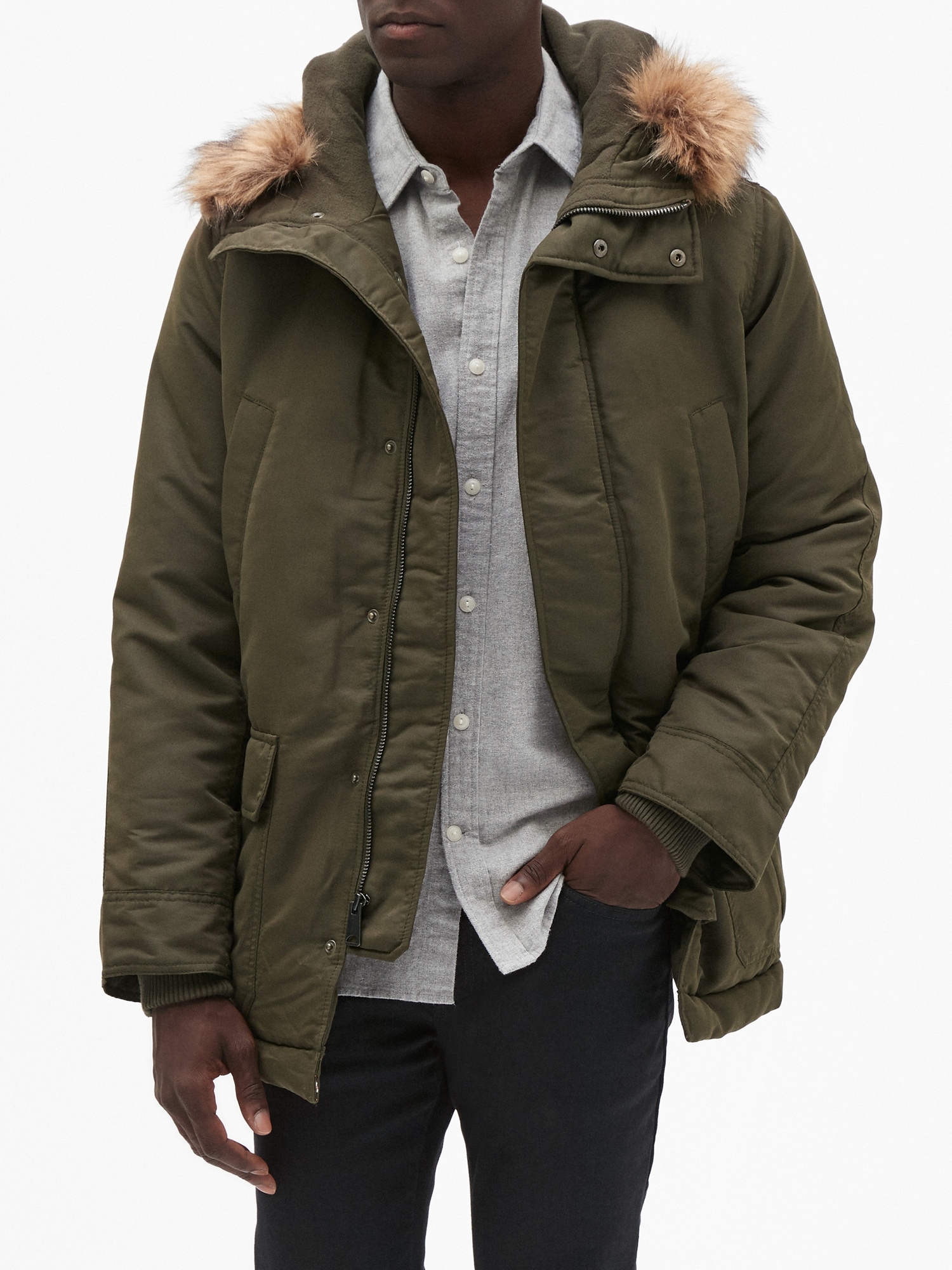 Hooded Parka Jacket with Faux-Fur Trim | Gap Factory