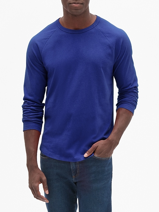 View large product image 1 of 1. Vintage Soft Raglan Long Sleeve Crewneck T-Shirt