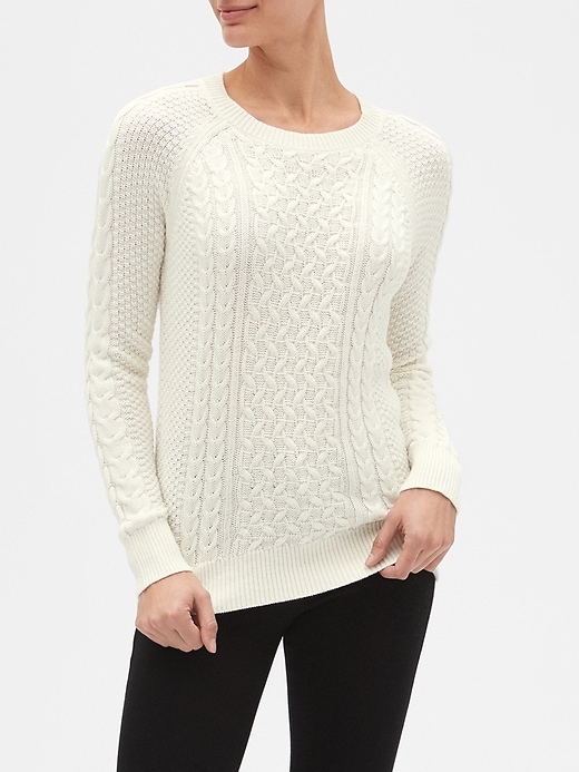 Image number 1 showing, Cable-Knit Crewneck Pullover Sweater