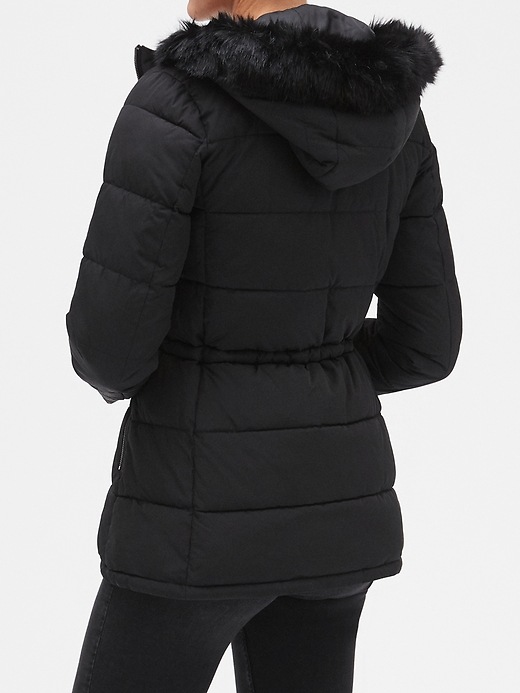 Image number 2 showing, Faux-Fur Trim Puffer Jacket