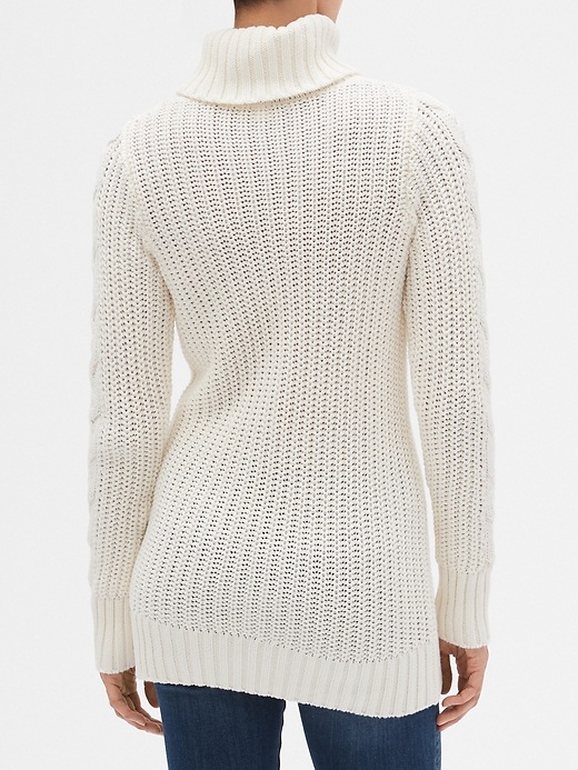 Image number 2 showing, Cable-Knit Turtleneck Pullover Sweater Tunic