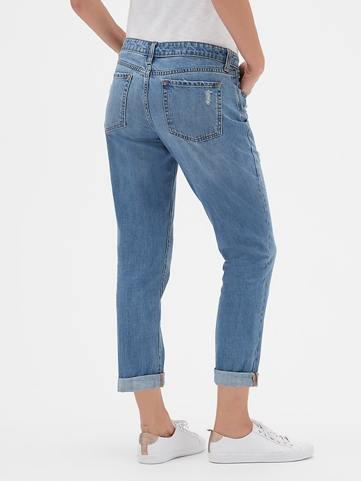 Image number 2 showing, Mid Rise Destructed Sexy Boyfriend Fit Jeans