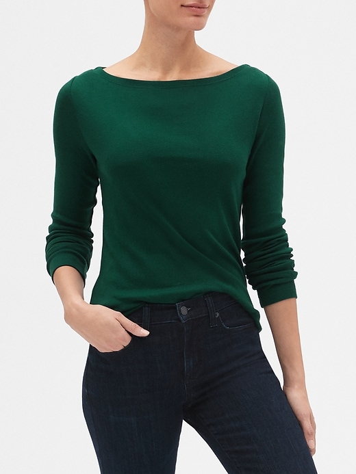 View large product image 1 of 1. Favorite Long Sleeve Boatneck T-Shirt