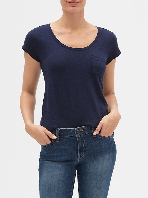 View large product image 1 of 1. Easy Scoopneck Pocket T-Shirt