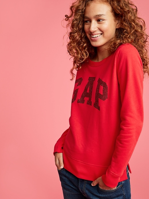 Image number 9 showing, Glitter Arch Logo Pullover Sweatshirt