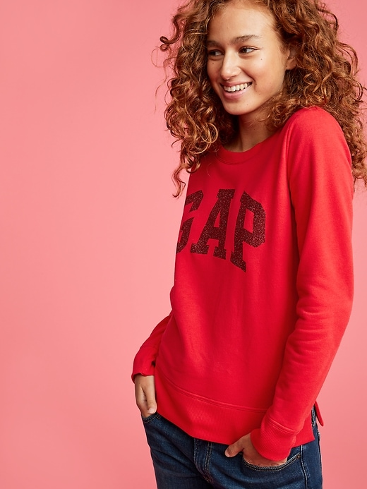 Image number 1 showing, Glitter Arch Logo Pullover Sweatshirt