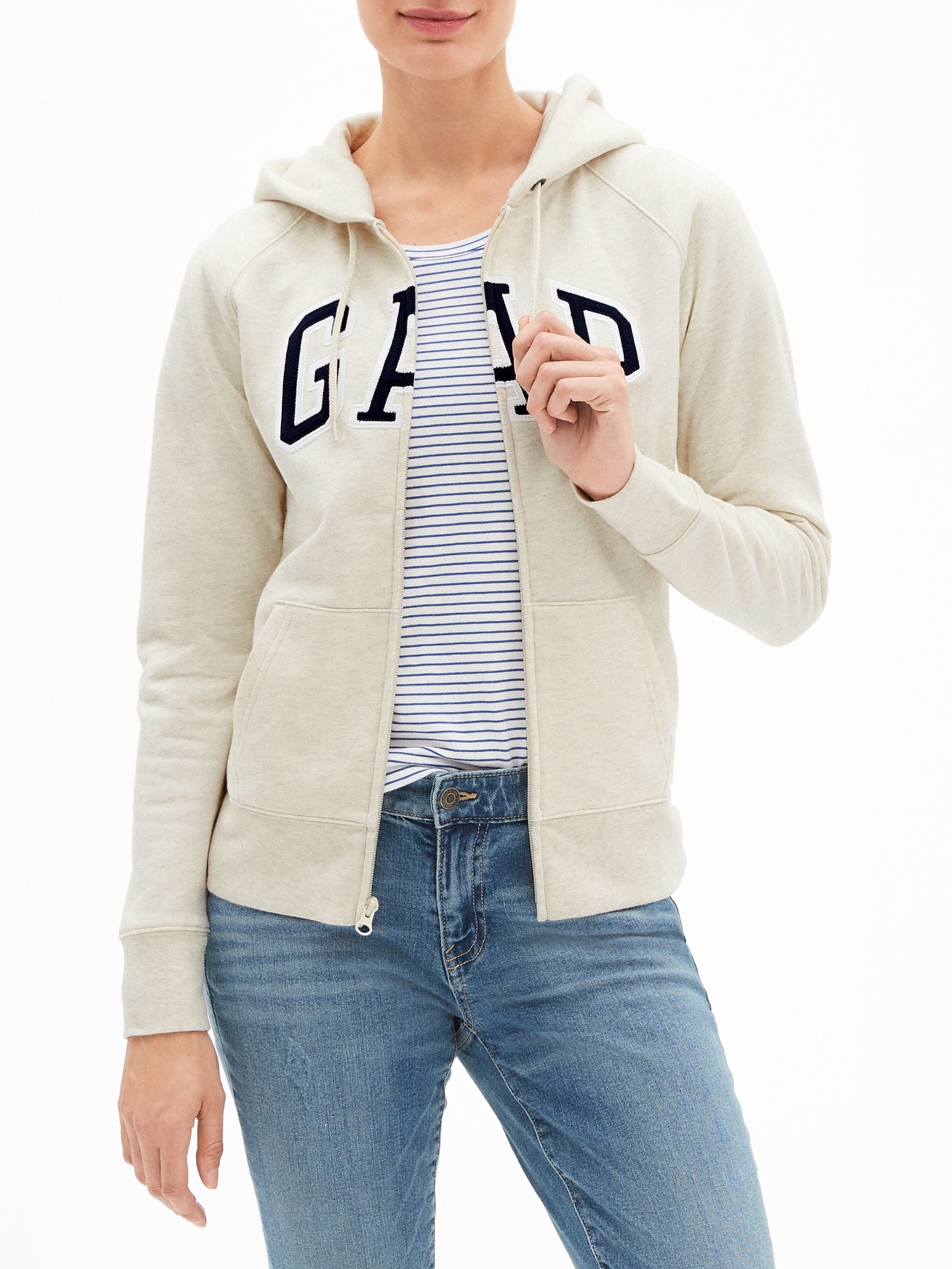 Gap Logo Zip Hoodie In Fleece Gap Factory