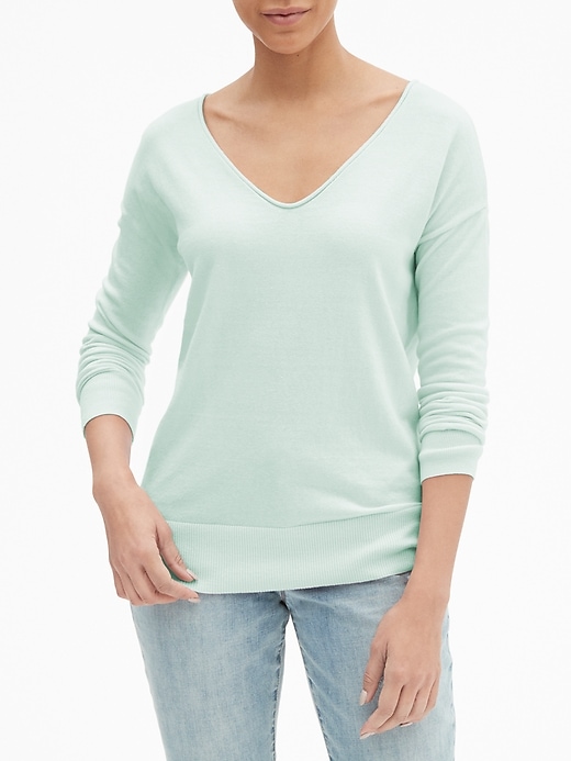 View large product image 1 of 1. Drop-Shoulder V-Neck Sweater