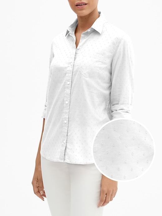 View large product image 1 of 1. Boyfriend Popover Shirt in Clip Dot