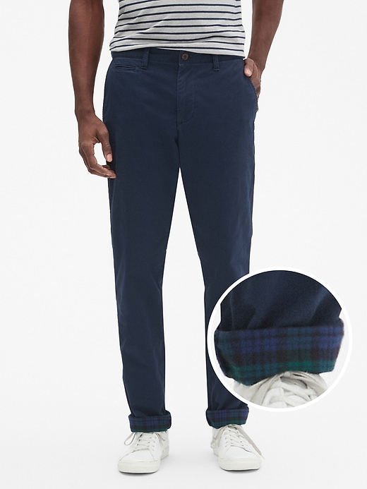 Image number 4 showing, Flannel-Lined Twill Pants in Straight Fit