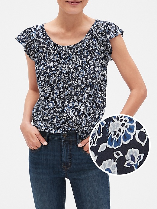 Image number 3 showing, Floral Flutter Top in Cotton-Rayon