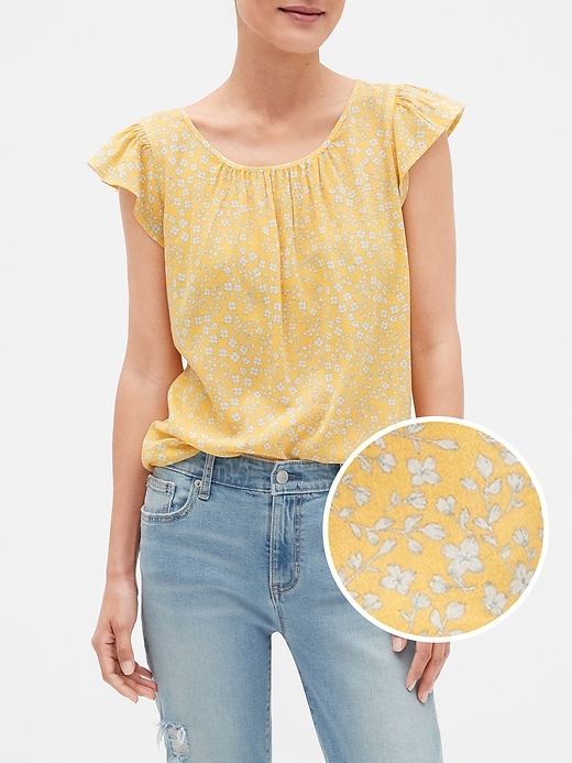Image number 4 showing, Floral Flutter Top in Cotton-Rayon