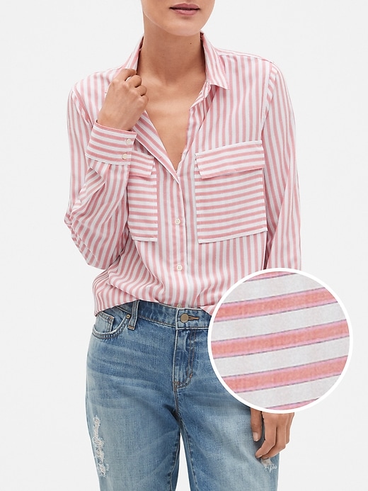 Image number 1 showing, Stripe Utility Boyfriend Shirt