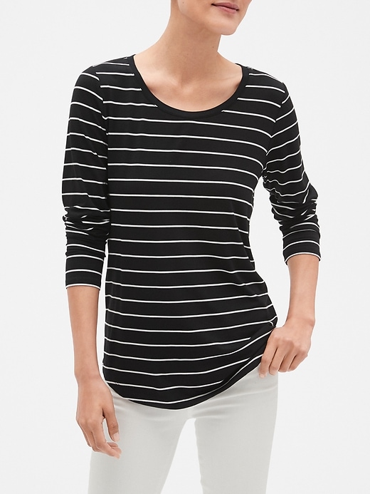 Image number 1 showing, Luxe Stripe Long-Sleeve T-Shirt