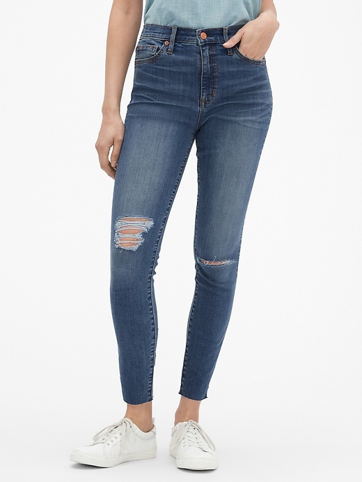 Image number 1 showing, High Rise Destructed Legging Skimmer Jeans