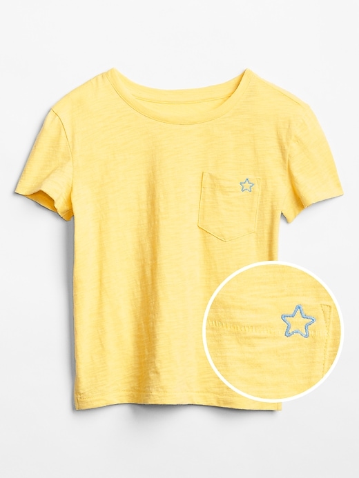 View large product image 1 of 1. Kids Embroidered Pocket Short Sleeve T-Shirt