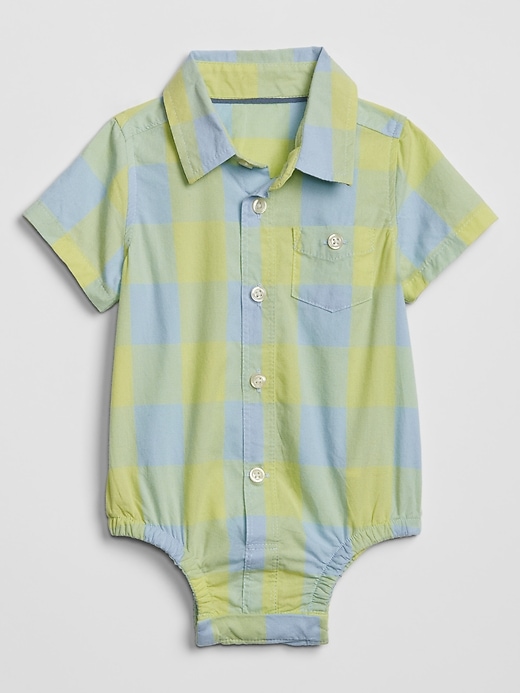 Baby Plaid Short Sleeve ButtonUp Bodysuit Gap Factory