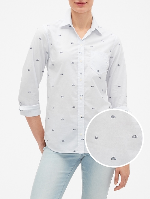 View large product image 1 of 1. Print Fitted Boyfriend Shirt
