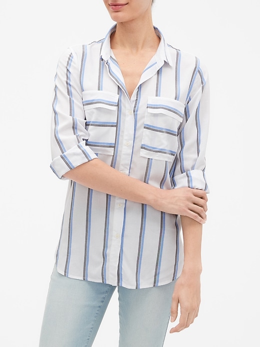 Image number 3 showing, Stripe Utility Boyfriend Shirt