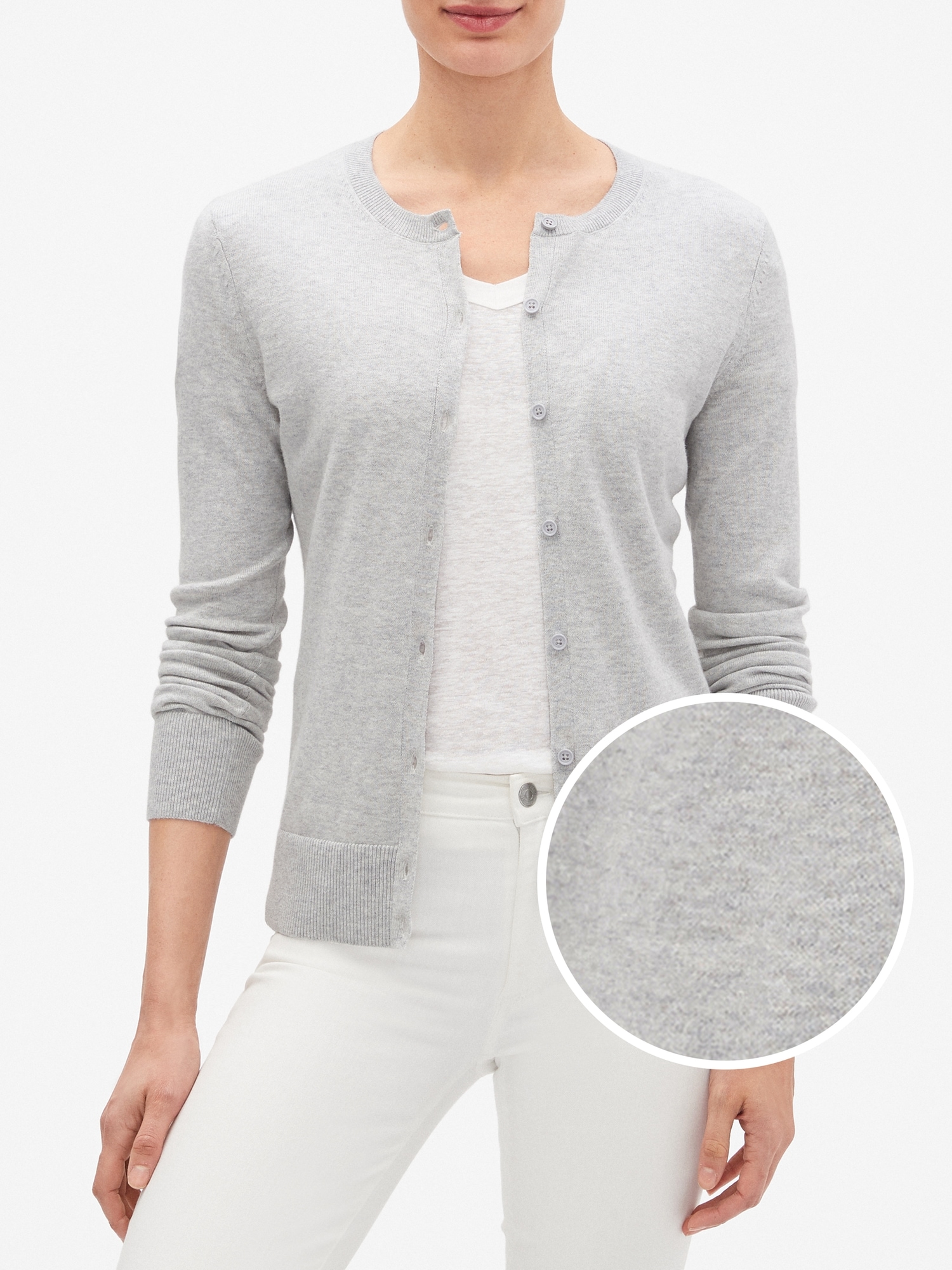 Gap Factory Crewneck Cardigan In Gray