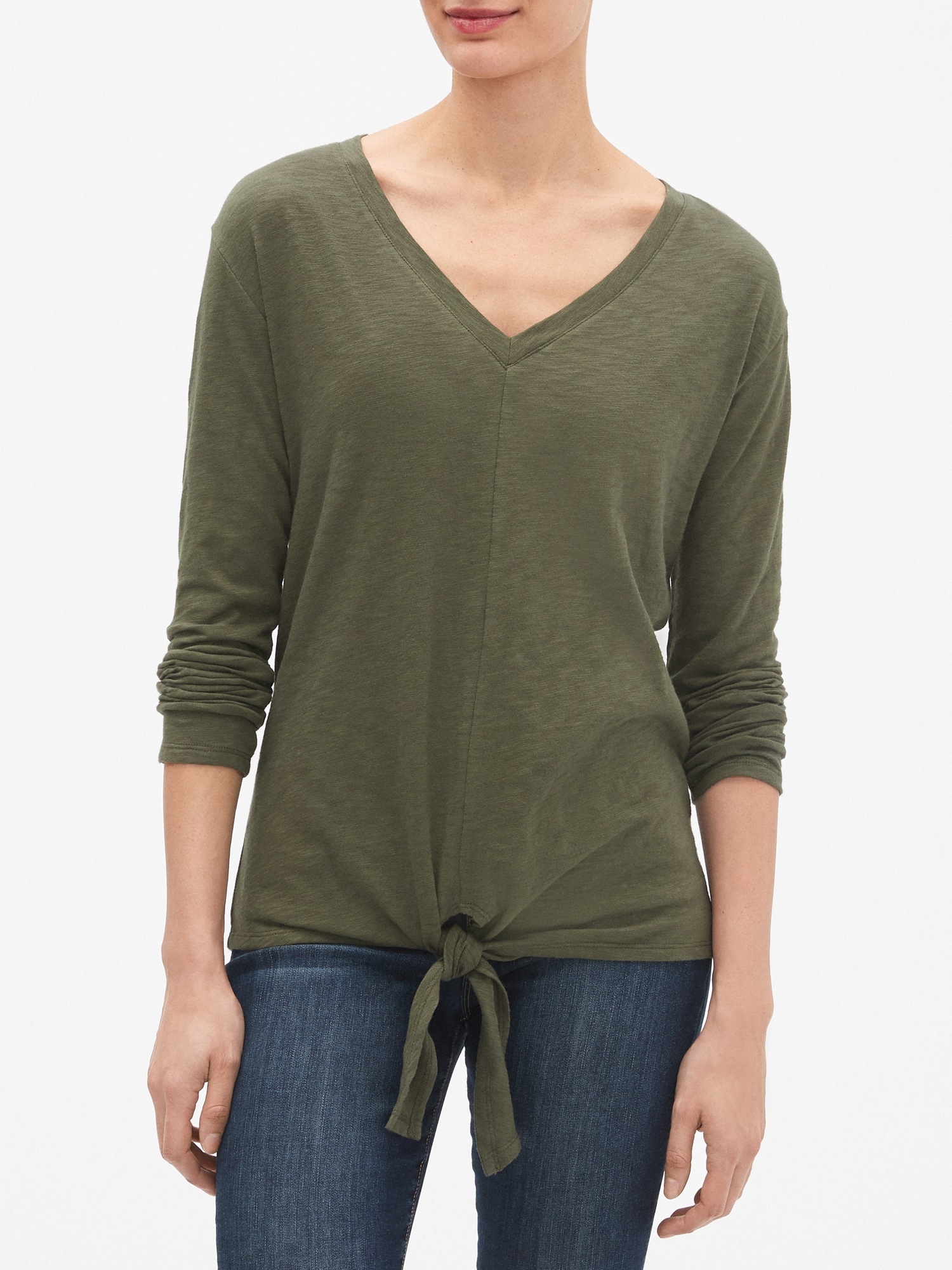 v neck tie front t shirt